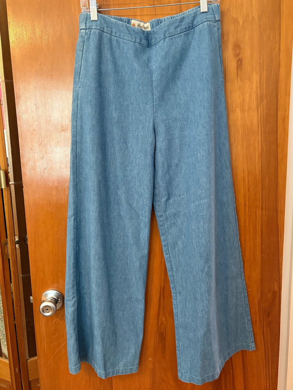 Mollusk Wide-Leg Denim Jeans in Light Blue